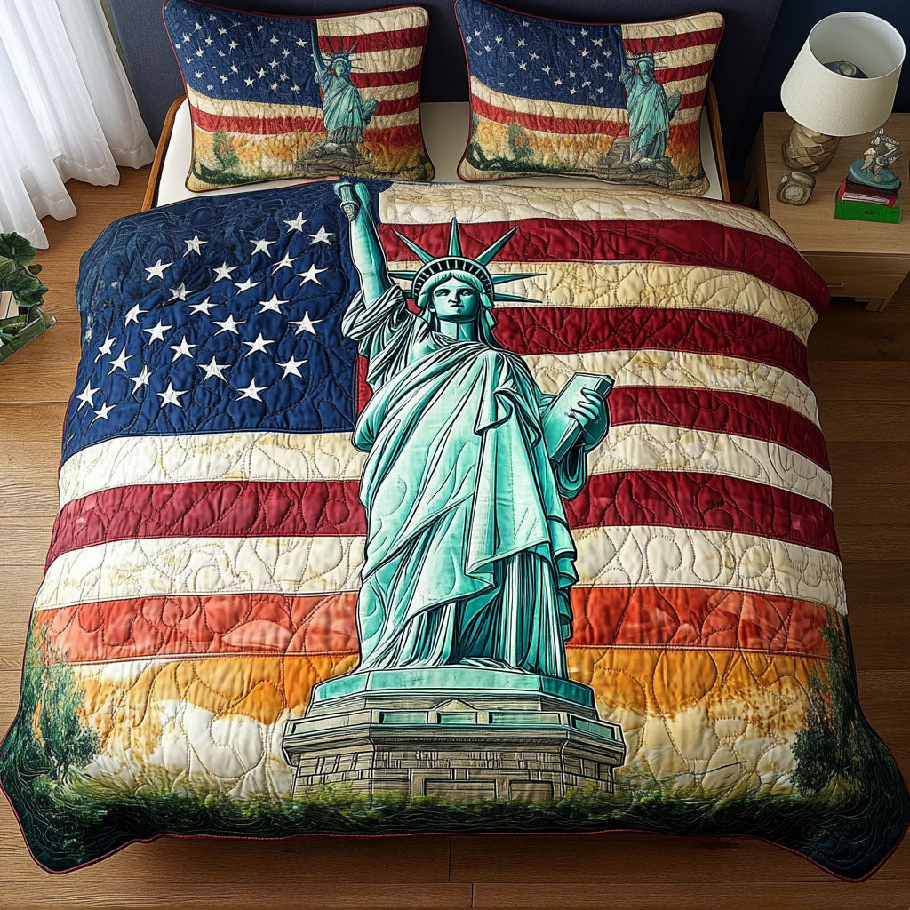 Liberty Flag Quilted Bedding Set Duvet Cover Bedspread Patriotic Gifts For Dad Liberty Flag Quilted Bedding Set Duvet Cover Bedspread Patriotic Gifts For Dad