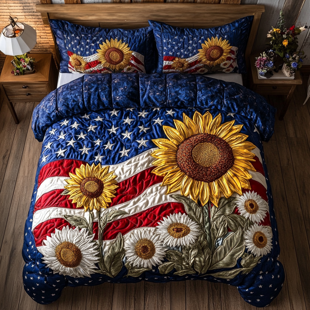 Liberty Sunflower Quilted Bedding Set Duvet Cover Merch Sunflower Theme Gifts Merchandise Liberty Sunflower Quilted Bedding Set Duvet Cover Merch Sunflower Theme Gifts Merchandise