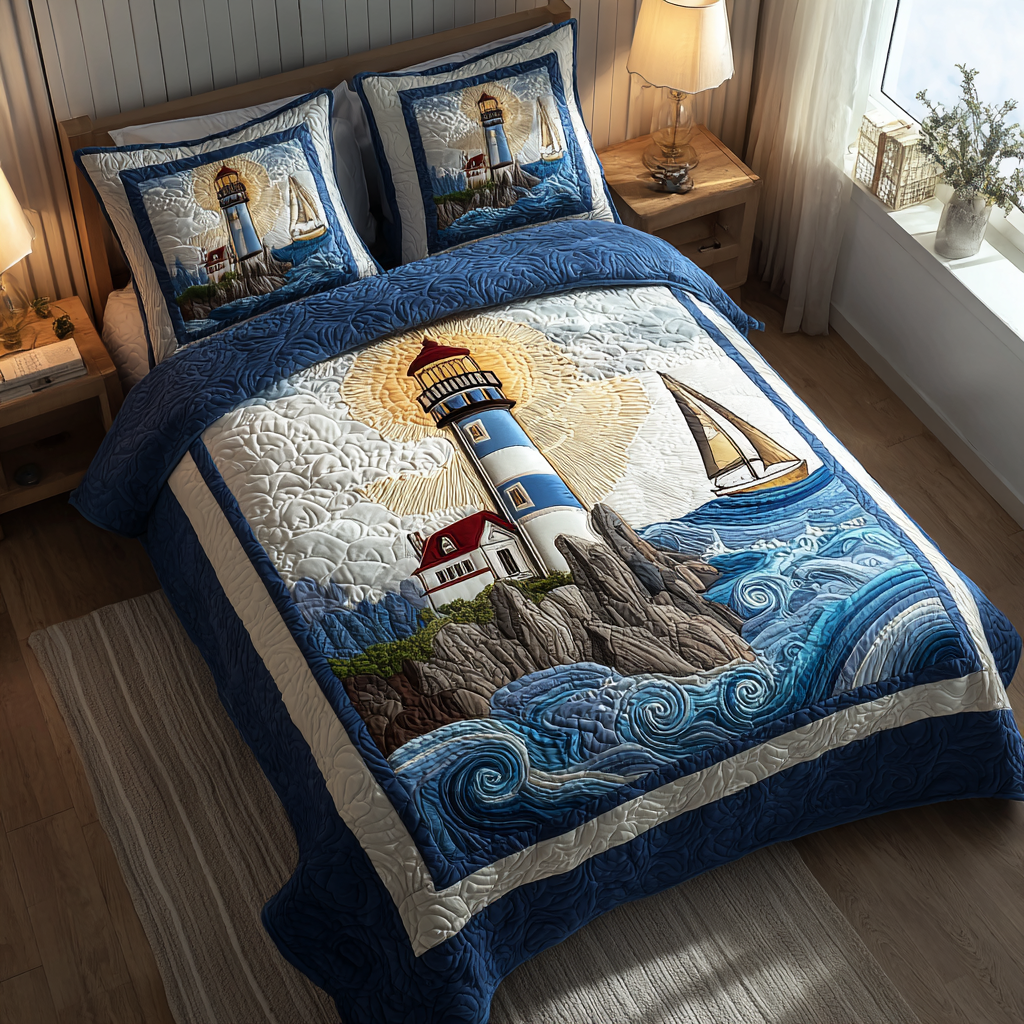 Lighthouse Beacon Quilted Bedding Set Duvet Cover Bed Sheet Set Unique Lighthouse Gifts