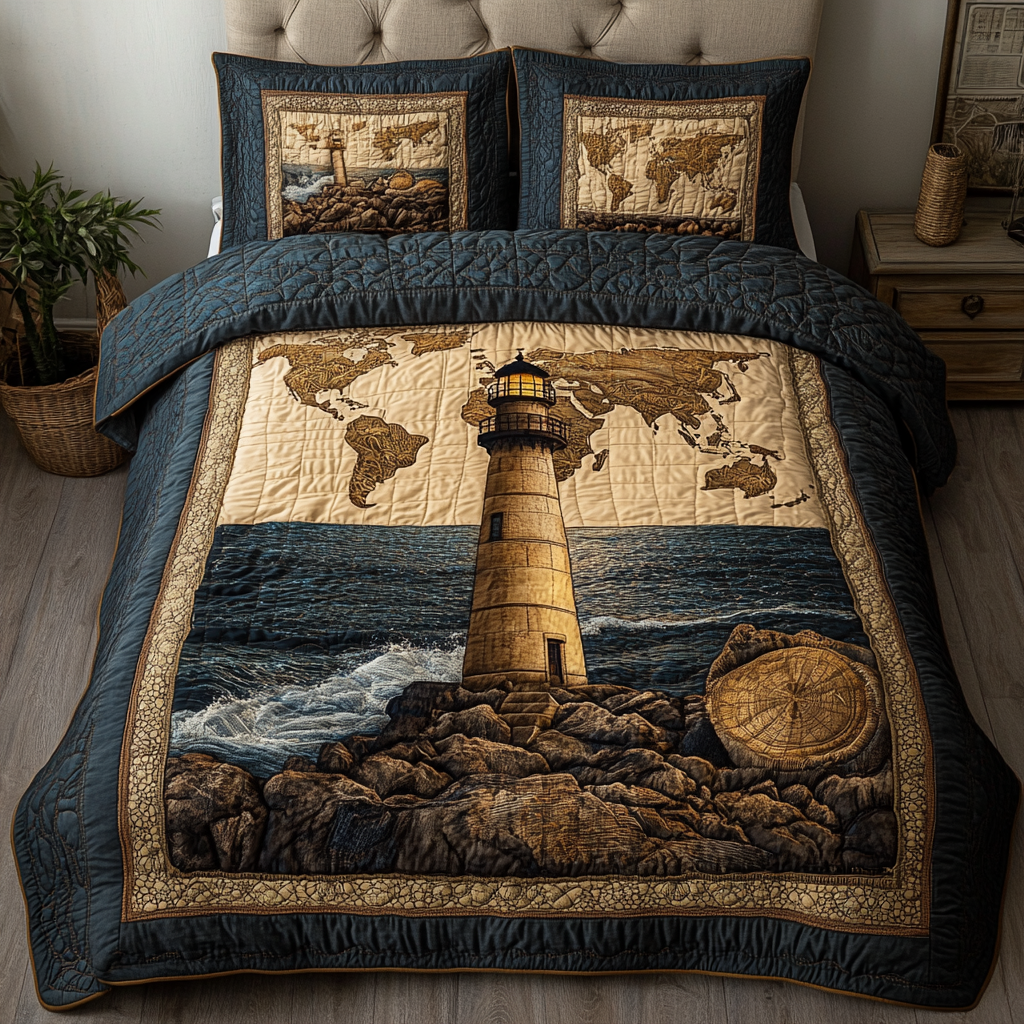 Lighthouse Guide Quilted Bedding Set Duvet Cover Bed Sheet Set Lighthouse Gifts For Her