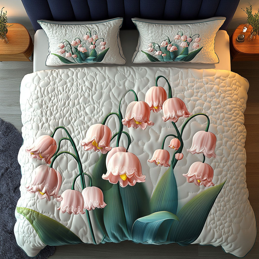 Lily Blossom Quilted Bedding Set Duvet Cover Bedspread Flower Lily Gift Items