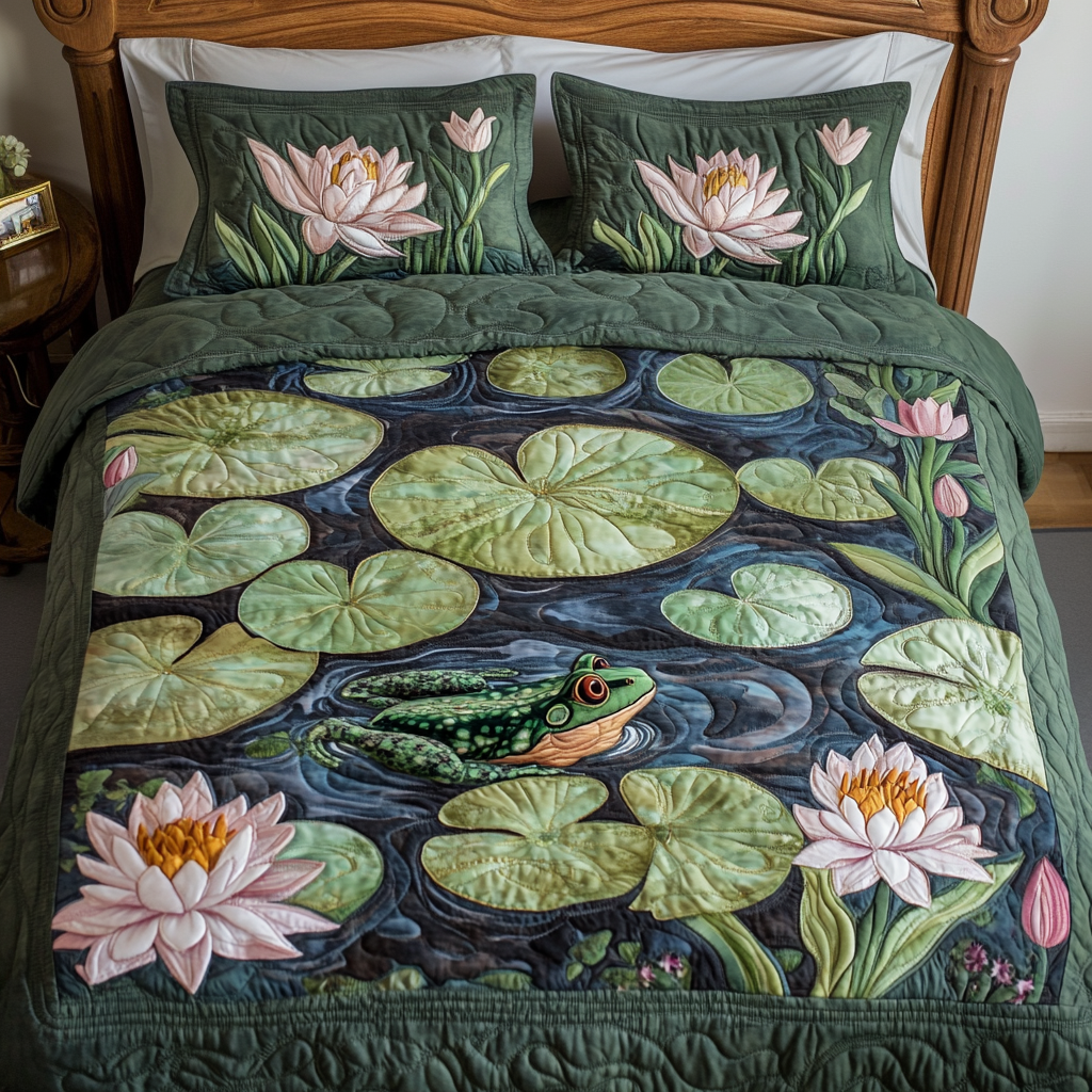 Lily Dream Quilted Bedding Set Duvet Cover Bed Sheet Set Cool Frog Gifts Lily Dream Quilted Bedding Set Duvet Cover Bed Sheet Set Cool Frog Gifts