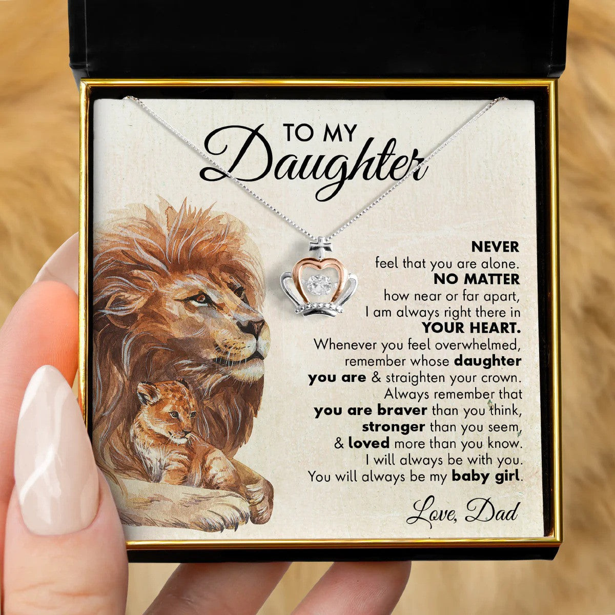 Lion Dad To My Daughter Crown Pendant Necklace Princess Crown Necklace Best Daughter Birthday Gifts From Dad Lion Dad To My Daughter Crown Pendant Necklace Princess Crown Necklace Best Daughter Birthday Gifts From Dad
