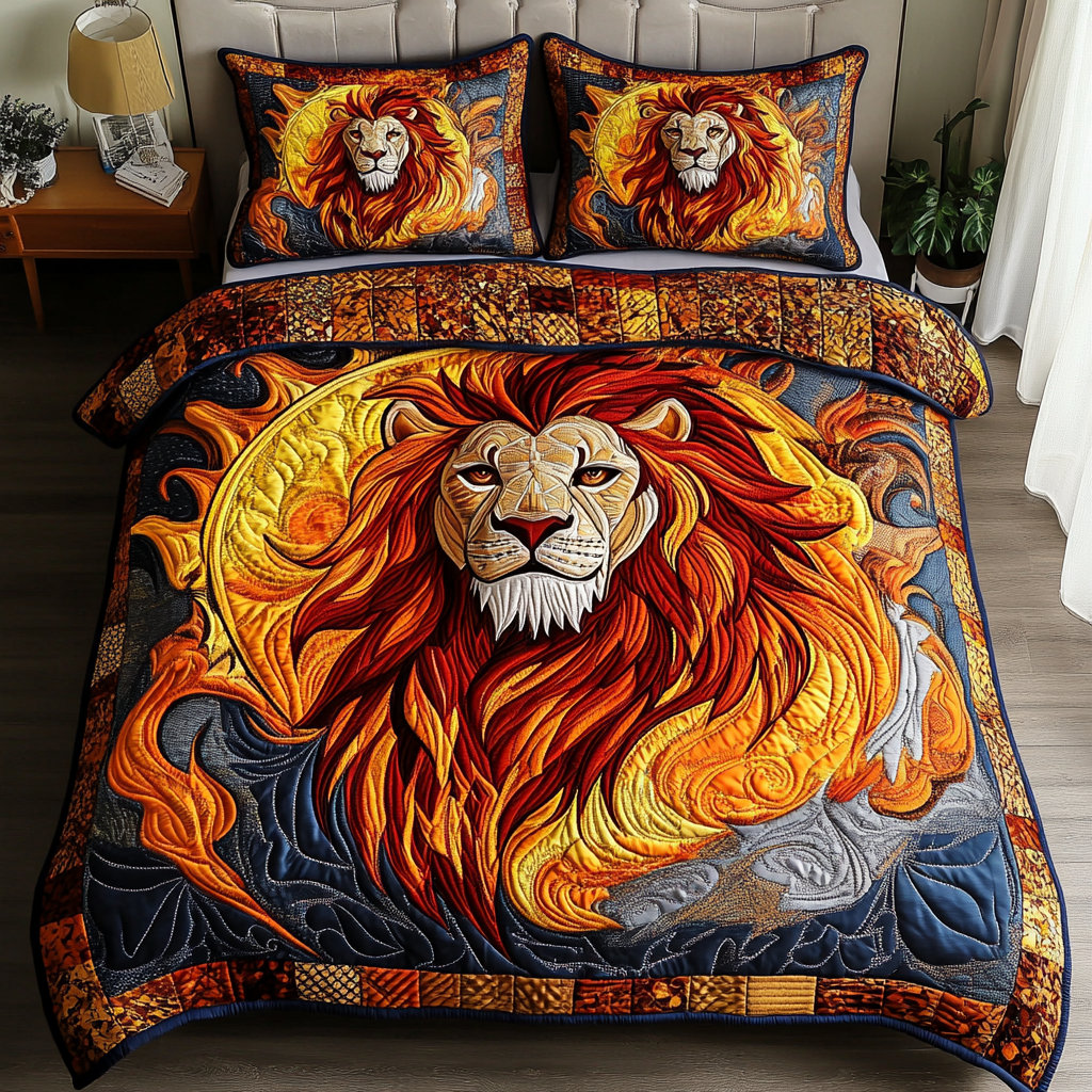 Lion Heart Quilted Bedding Set Duvet Cover Bed Sheet Set Unique Lion Gifts Lion Heart Quilted Bedding Set Duvet Cover Bed Sheet Set Unique Lion Gifts