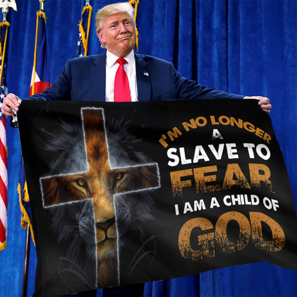Lion I'm No Longer Slave To Fear I Am A Child Of God Flag Christian Gifts For Men Lion I'm No Longer Slave To Fear I Am A Child Of God Flag Christian Gifts For Men