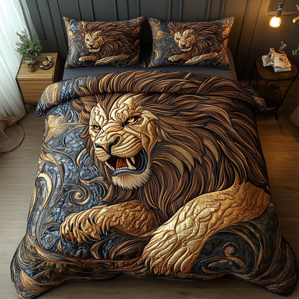 Lion King Quilted Bedding Set Duvet Cover Bedspread Lion Lover Gifts Lion King Quilted Bedding Set Duvet Cover Bedspread Lion Lover Gifts