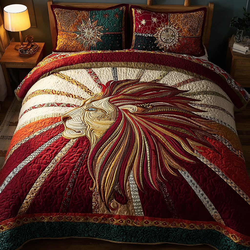 Lion Roar Quilted Bedding Set Duvet Cover Bed Sheet Set Christmas Gift For Lion Lovers Lion Roar Quilted Bedding Set Duvet Cover Bed Sheet Set Christmas Gift For Lion Lovers