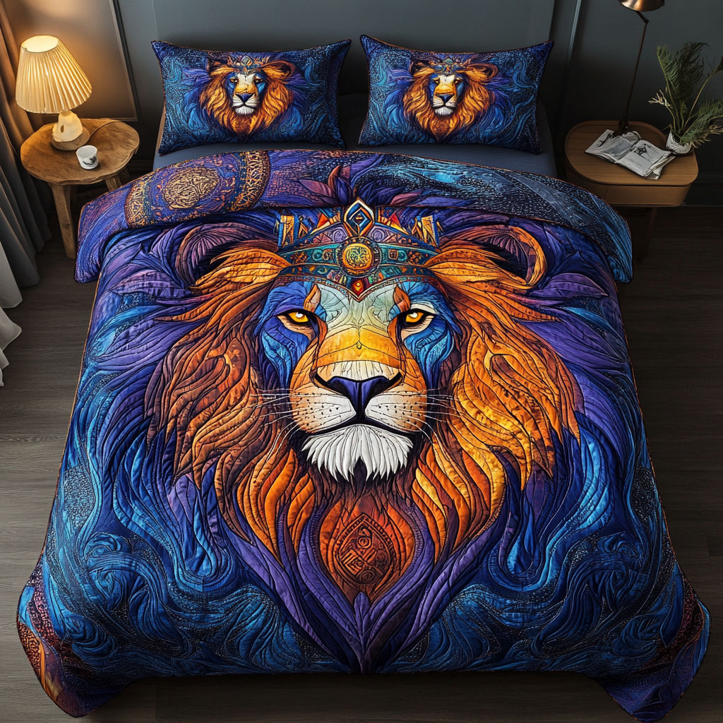 Lion Spirit Quilted Bedding Set Duvet Cover Bed Sheet Set Christmas Presents For Lion Lovers Lion Spirit Quilted Bedding Set Duvet Cover Bed Sheet Set Christmas Presents For Lion Lovers