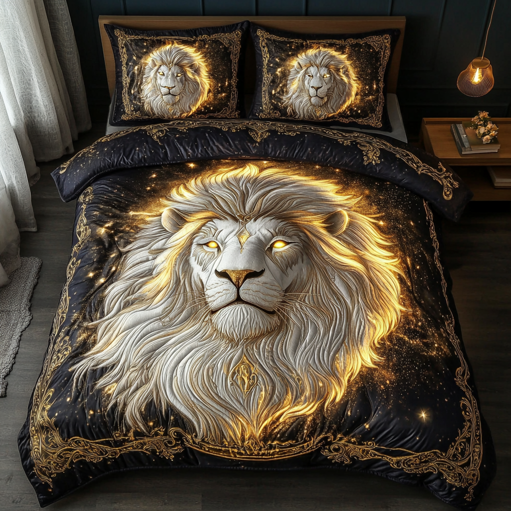 Lion Strength Quilted Bedding Set Duvet Cover Bed Sheet Set Presents For Lion Lovers Lion Strength Quilted Bedding Set Duvet Cover Bed Sheet Set Presents For Lion Lovers
