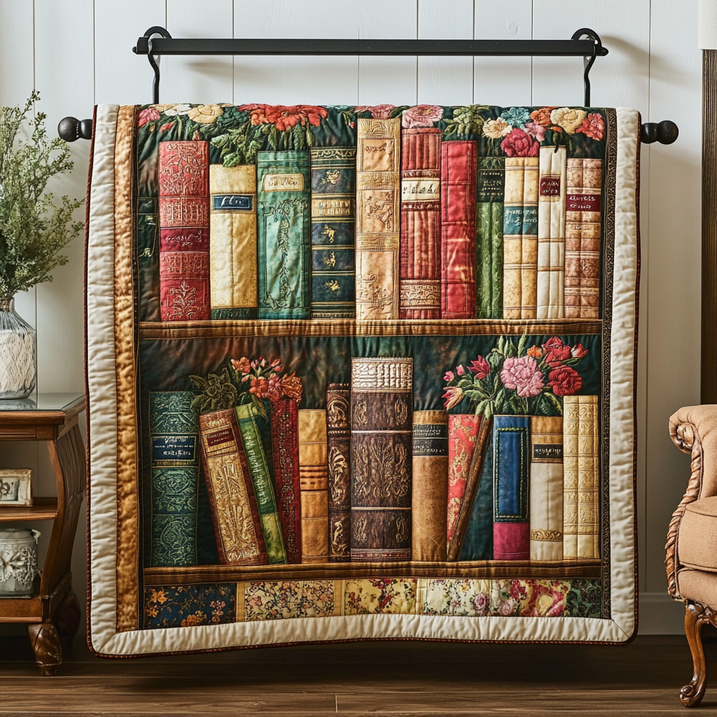Literary Haven Quilted Blanket Cute Colorful Blanket Awesome Gifts For Book Lovers Literary Haven Quilted Blanket Cute Colorful Blanket Awesome Gifts For Book Lovers