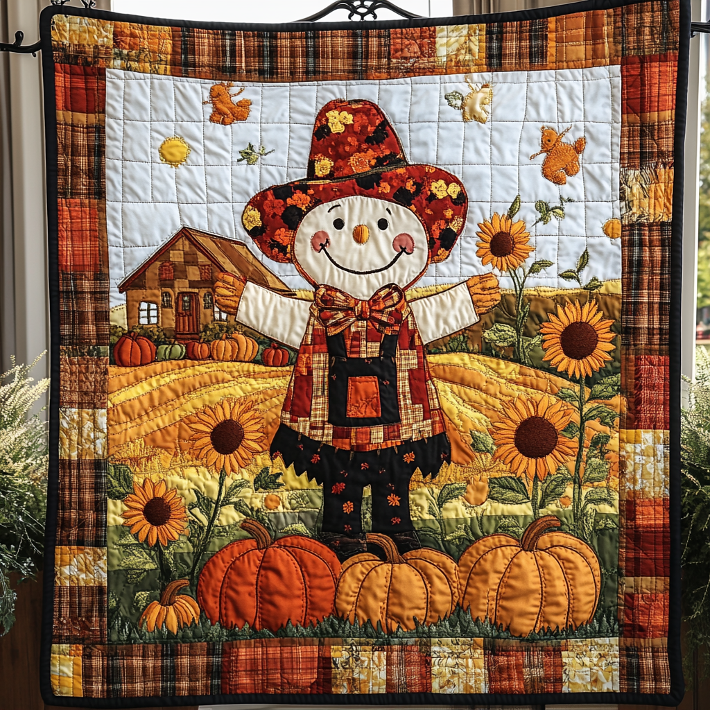 Little Scarecrow Quilted Blanket Cute Colorful Blanket Mid Autumn Festival Gift Ideas Little Scarecrow Quilted Blanket Cute Colorful Blanket Mid Autumn Festival Gift Ideas