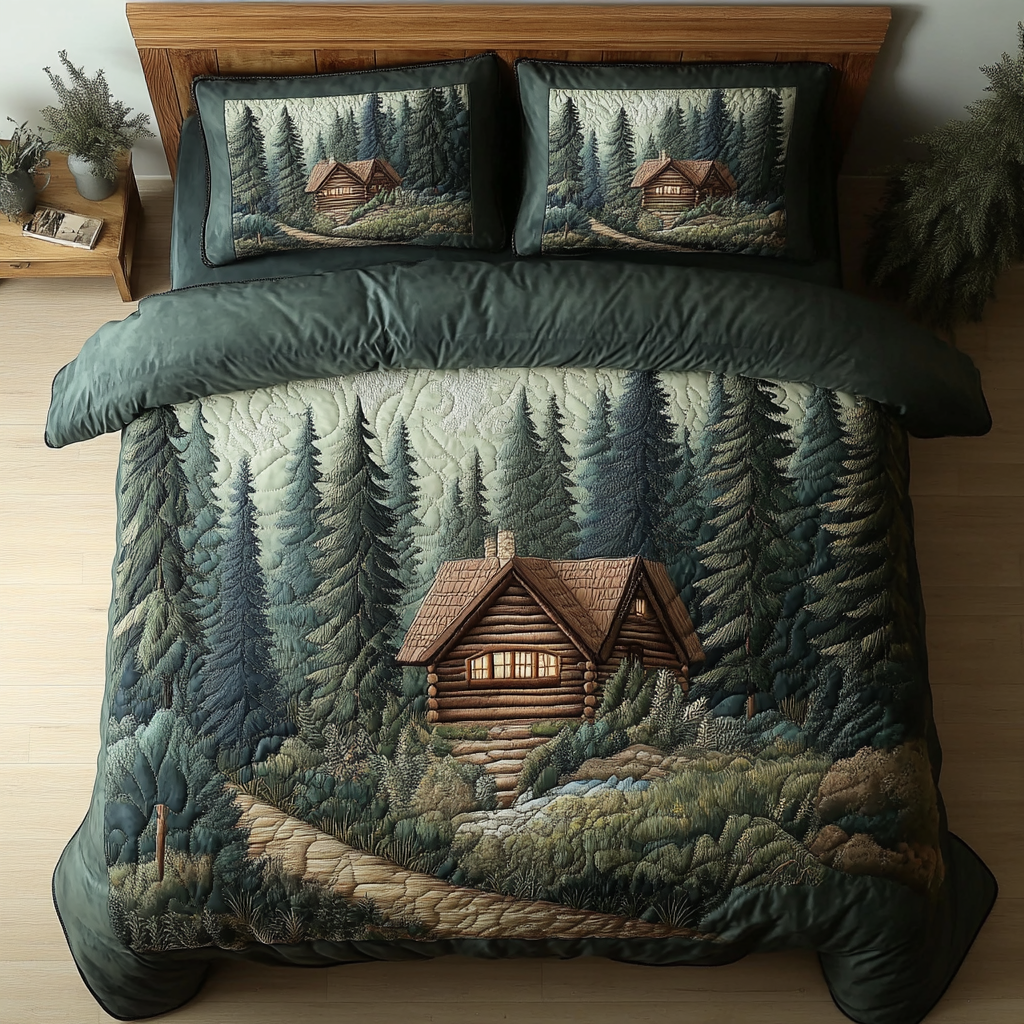 Log Cabin Escape Quilted Bedding Set Duvet Cover Bed Sheet Set Good Christmas Gifts For Mom Log Cabin Escape Quilted Bedding Set Duvet Cover Bed Sheet Set Good Christmas Gifts For Mom