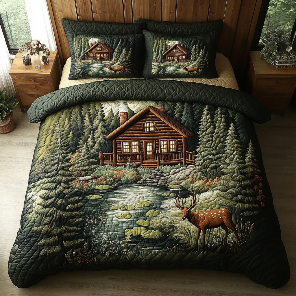 Log Cabin Getaway Quilted Bedding Set Duvet Cover Bed Sheet Set Cute Christmas Gifts For Girlfriend Log Cabin Getaway Quilted Bedding Set Duvet Cover Bed Sheet Set Cute Christmas Gifts For Girlfriend