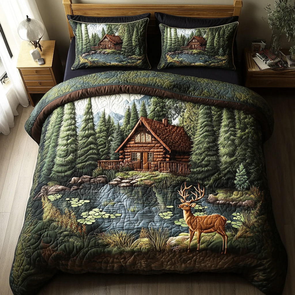 Log Cabin Haven Quilted Bedding Set Duvet Cover Bed Sheet Set Christmas Gifts For New Moms Log Cabin Haven Quilted Bedding Set Duvet Cover Bed Sheet Set Christmas Gifts For New Moms