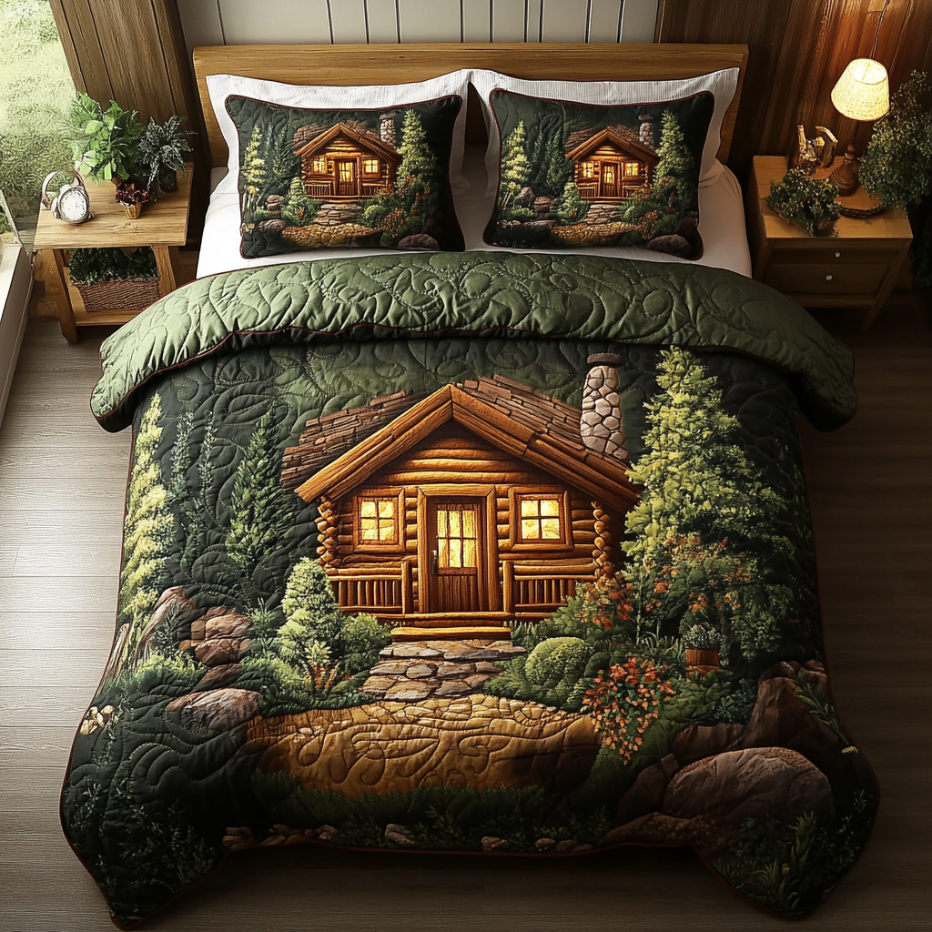 Log Cabin Vibes Quilted Bedding Set Duvet Cover Bed Sheet Set Things To Get Your Mom For Christmas
