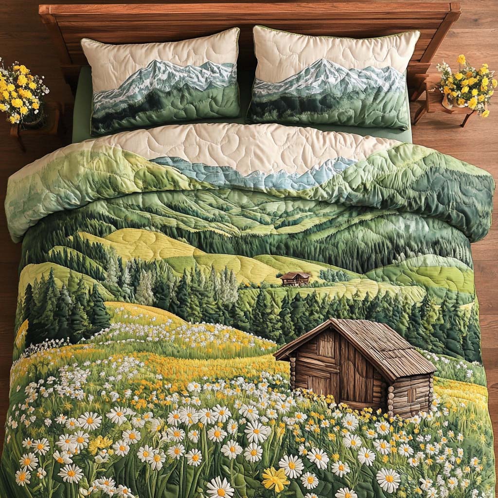 Log Heartbeat Quilted Bedding Set Duvet Cover Bedspreads Christmas Presents For Brother And Sister In Law