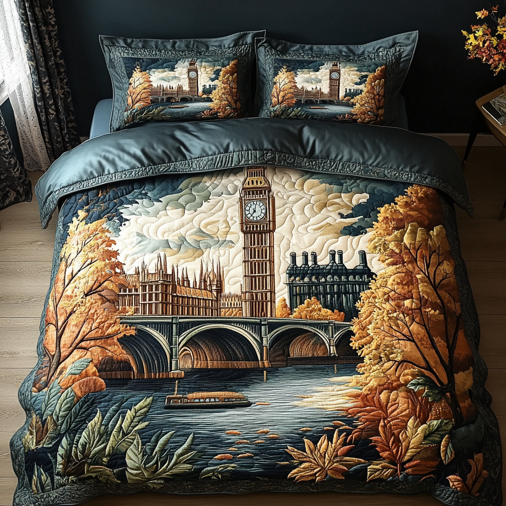 London Sunset Quilted Bedding Set Duvet Cover Bedspread Xmas Gifts For Teens London Sunset Quilted Bedding Set Duvet Cover Bedspread Xmas Gifts For Teens