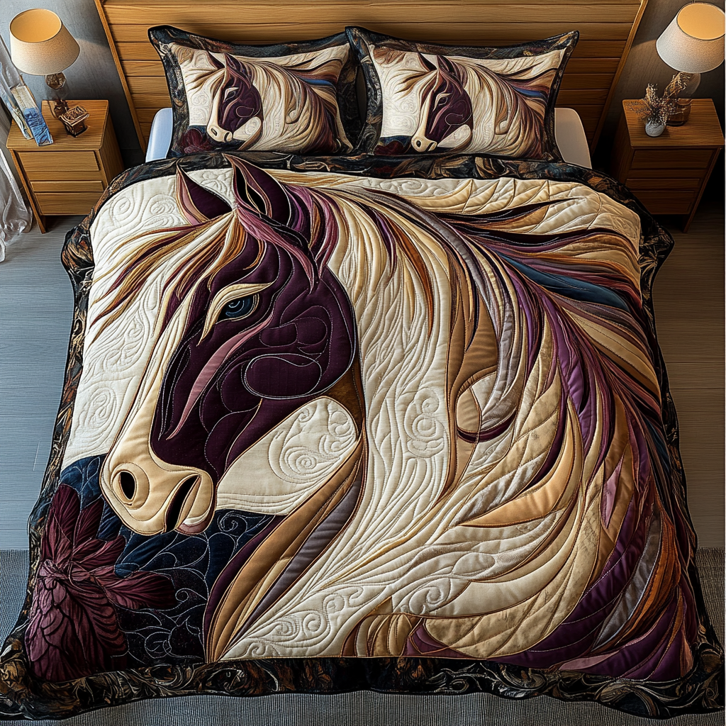 Lone Horse Quilted Bedding Set Duvet Cover Merch Best Gifts For Horse Riders Lone Horse Quilted Bedding Set Duvet Cover Merch Best Gifts For Horse Riders
