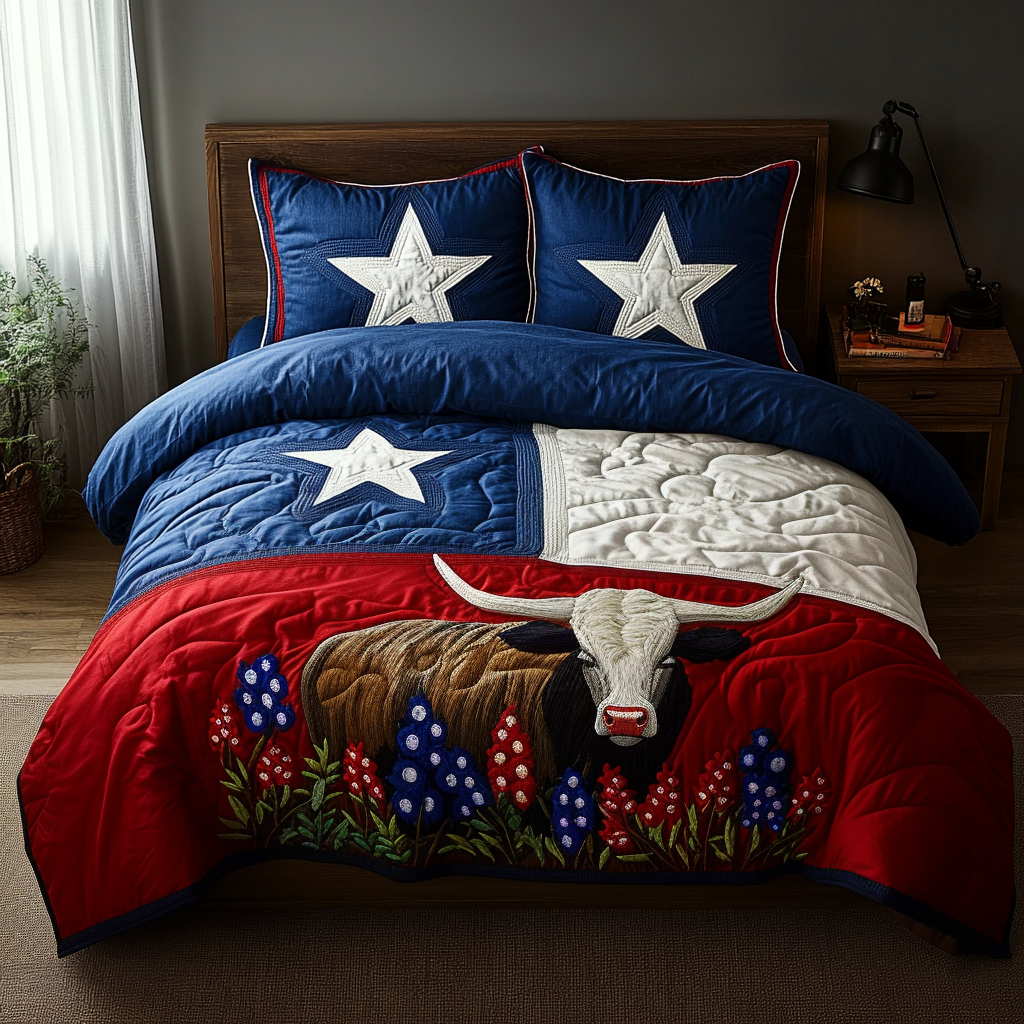 Lone Star Heritage Quilted Bedding Set Duvet Cover Bedspread Texan Gift Items Lone Star Heritage Quilted Bedding Set Duvet Cover Bedspread Texan Gift Items
