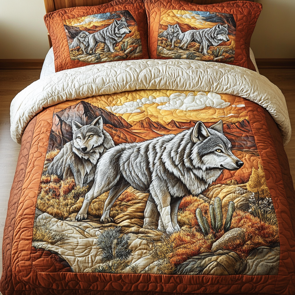 Lone Wolf Quilted Bedding Set Duvet Cover Bedspread Wolf Themed Gifts Lone Wolf Quilted Bedding Set Duvet Cover Bedspread Wolf Themed Gifts