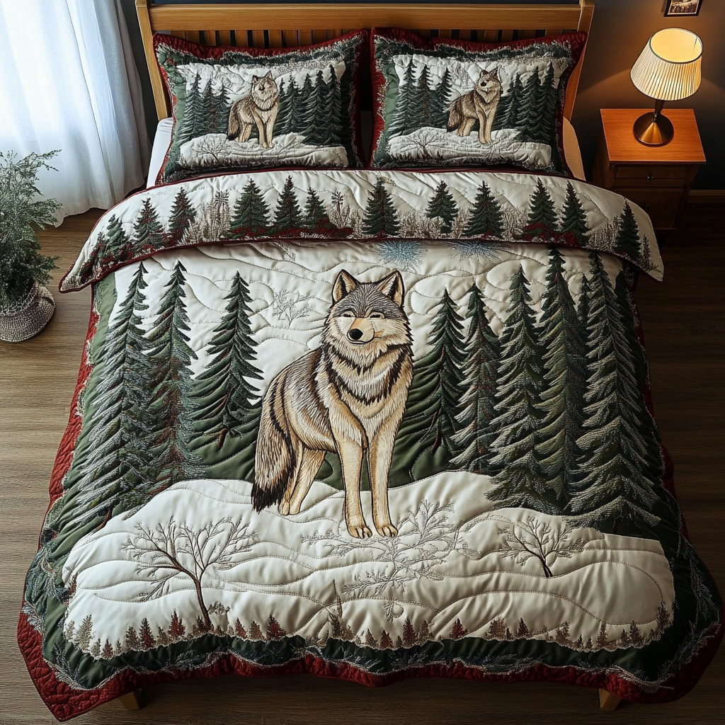 Lone Wolf Quilted Bedding Set Duvet Cover Merch Presents For Wolf Lovers Lone Wolf Quilted Bedding Set Duvet Cover Merch Presents For Wolf Lovers
