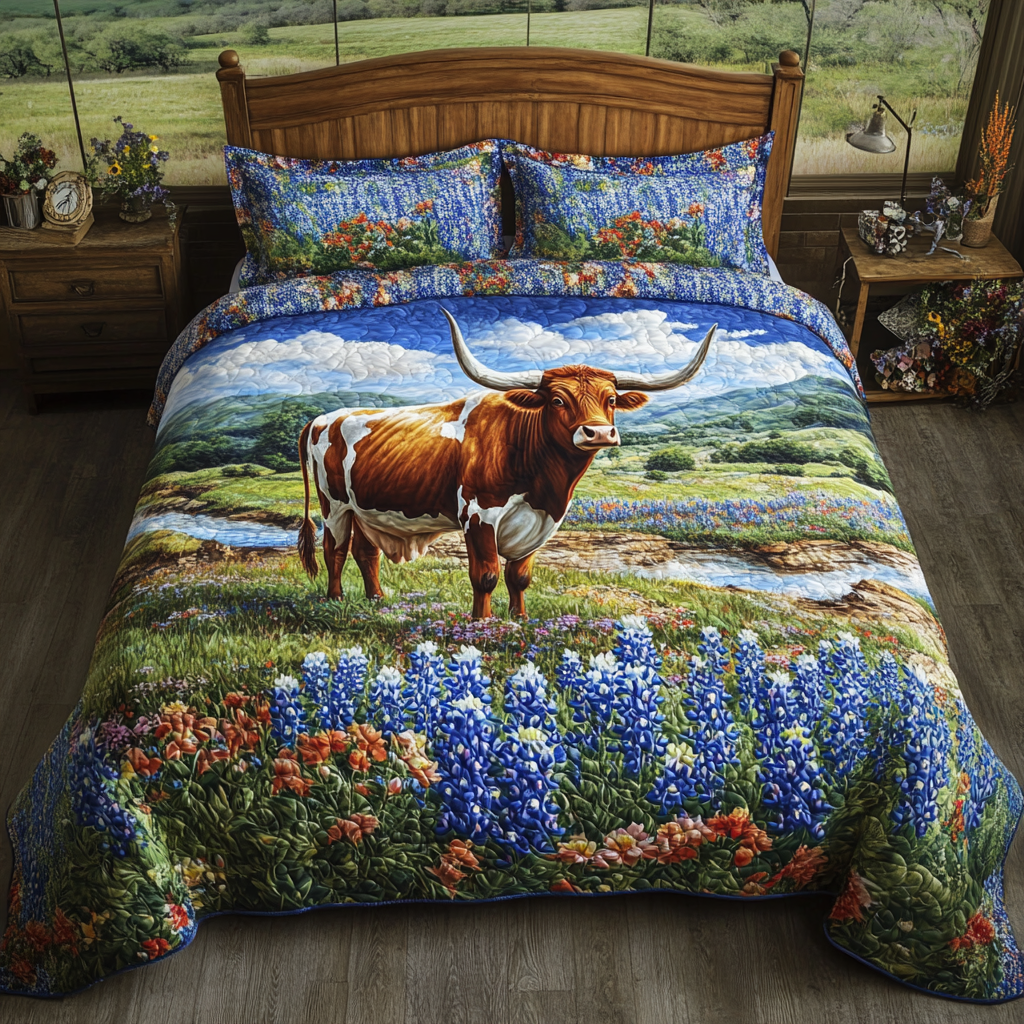 Longhorn Cow Charm Quilted Bedding Set Duvet Cover Bedspread Texas Gifts To Ship Longhorn Cow Charm Quilted Bedding Set Duvet Cover Bedspread Texas Gifts To Ship