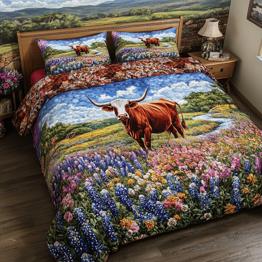 Longhorn Cow Dream Quilted Bedding Set Duvet Cover Bedspread Cool Texas Gifts Longhorn Cow Dream Quilted Bedding Set Duvet Cover Bedspread Cool Texas Gifts