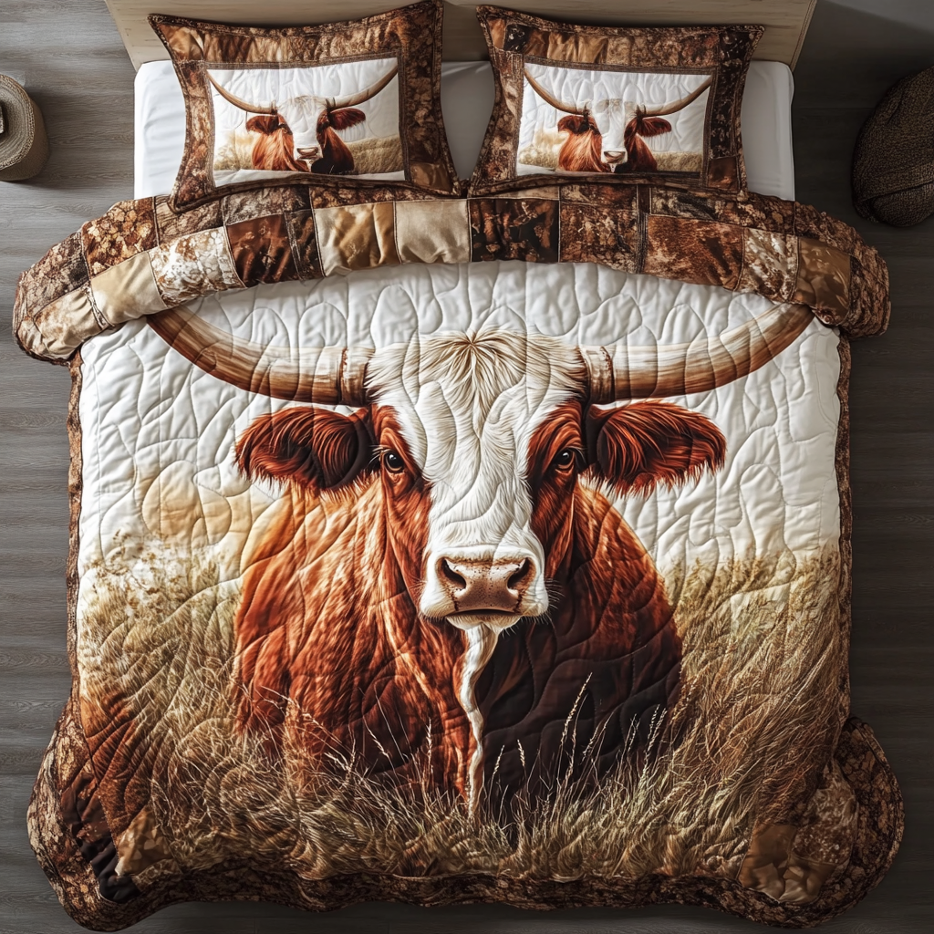 Longhorn Cow Legacy Quilted Bedding Set Duvet Cover Bedspread Patriotic Texan Gifts Longhorn Cow Legacy Quilted Bedding Set Duvet Cover Bedspread Patriotic Texan Gifts