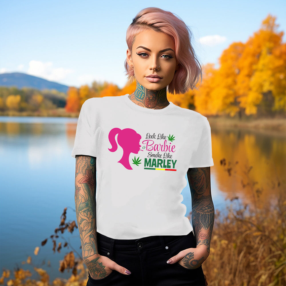 Look Like Barbie Smoke Like Marley Shirt Funny Women T-Shirt Clothing Look Like Barbie Smoke Like Marley Shirt Funny Women T-Shirt Clothing