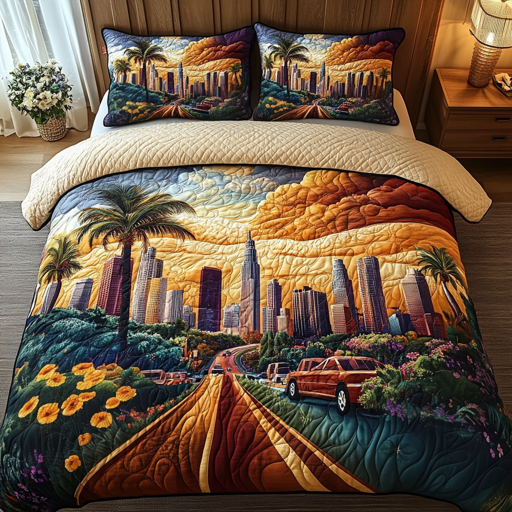Los Angeles Horizon Quilted Bedding Set Duvet Cover Bedspread Christmas Gifts For Little Brother Los Angeles Horizon Quilted Bedding Set Duvet Cover Bedspread Christmas Gifts For Little Brother