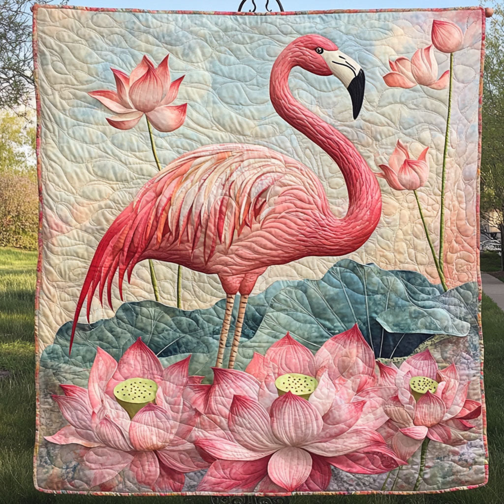 Lotus Charm Quilted Blanket Cute Colorful Blanket Best Flamingo Gifts For Christmas Lotus Charm Quilted Blanket Cute Colorful Blanket Best Flamingo Gifts For Christmas