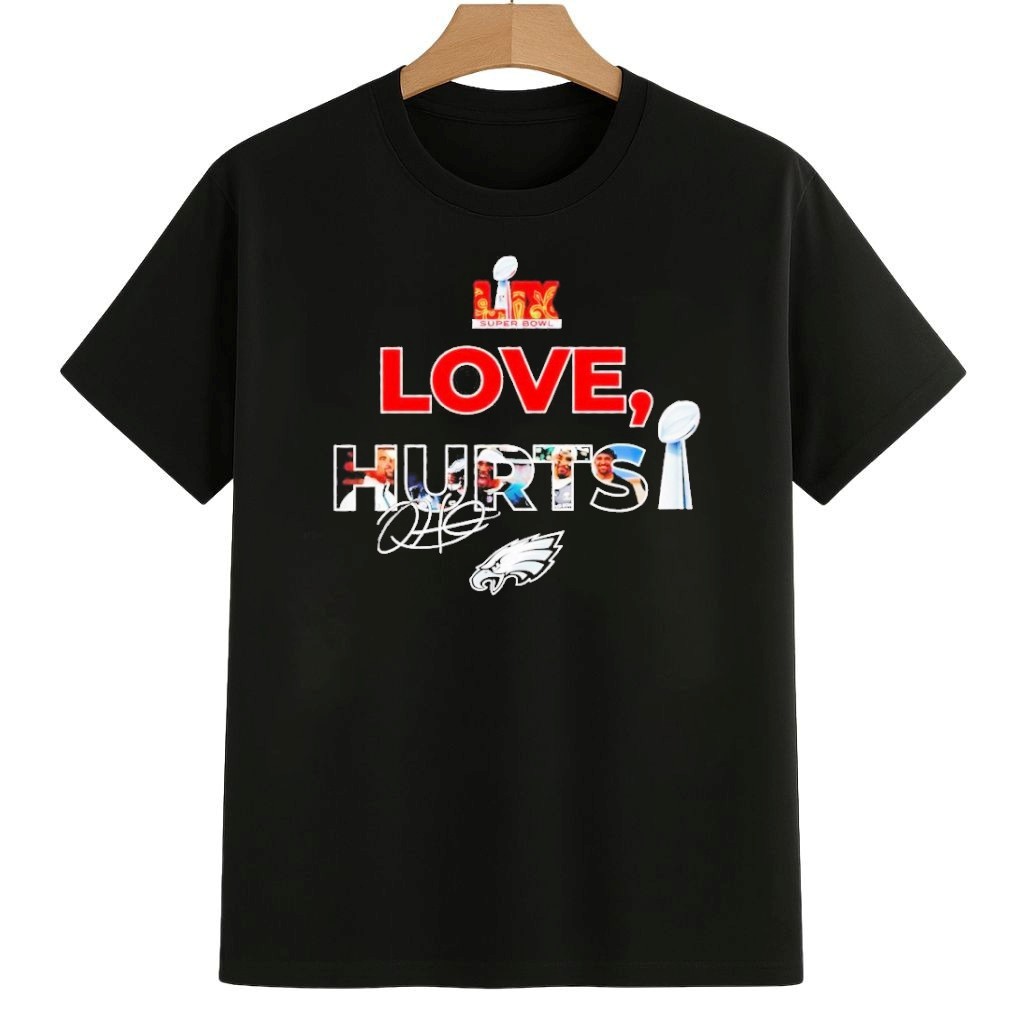 Love Jalen Hurts Super Bowl LIX Eagles Signature Shirt Portland Frog Protest Merch