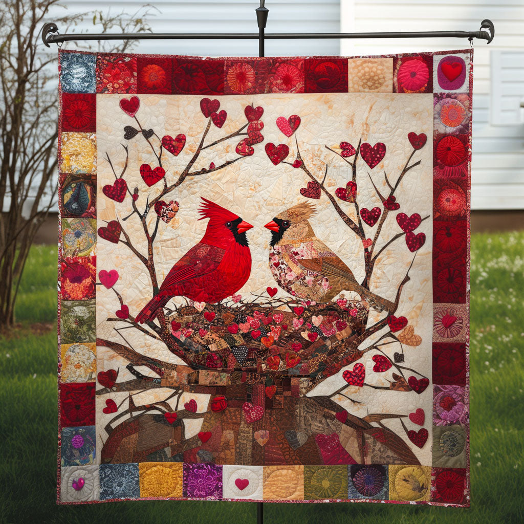 Lovebirds in the Nest Quilted Blanket Cute Colorful Blanket Cardinal Bird Gifts Xmas Ideas Lovebirds in the Nest Quilted Blanket Cute Colorful Blanket Cardinal Bird Gifts Xmas Ideas