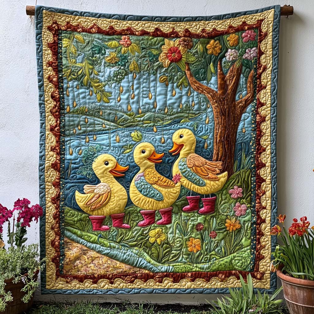 Lovely Duck Meadow Quilted Blanket Cute Colorful Blanket Cute Duck Gifts Lovely Duck Meadow Quilted Blanket Cute Colorful Blanket Cute Duck Gifts