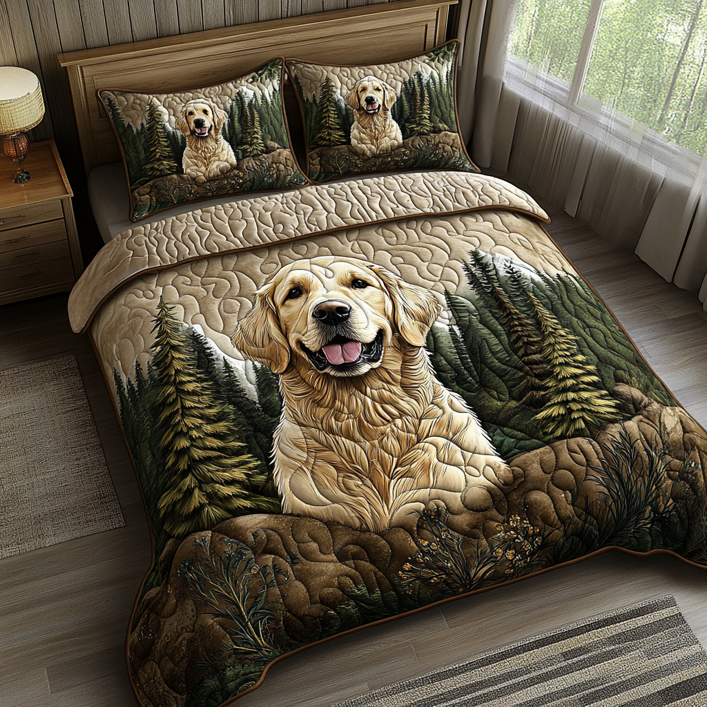 Loyal Golden Quilted Bedding Set Duvet Cover Bed Sheet Set Golden Retriever Mom Gifts