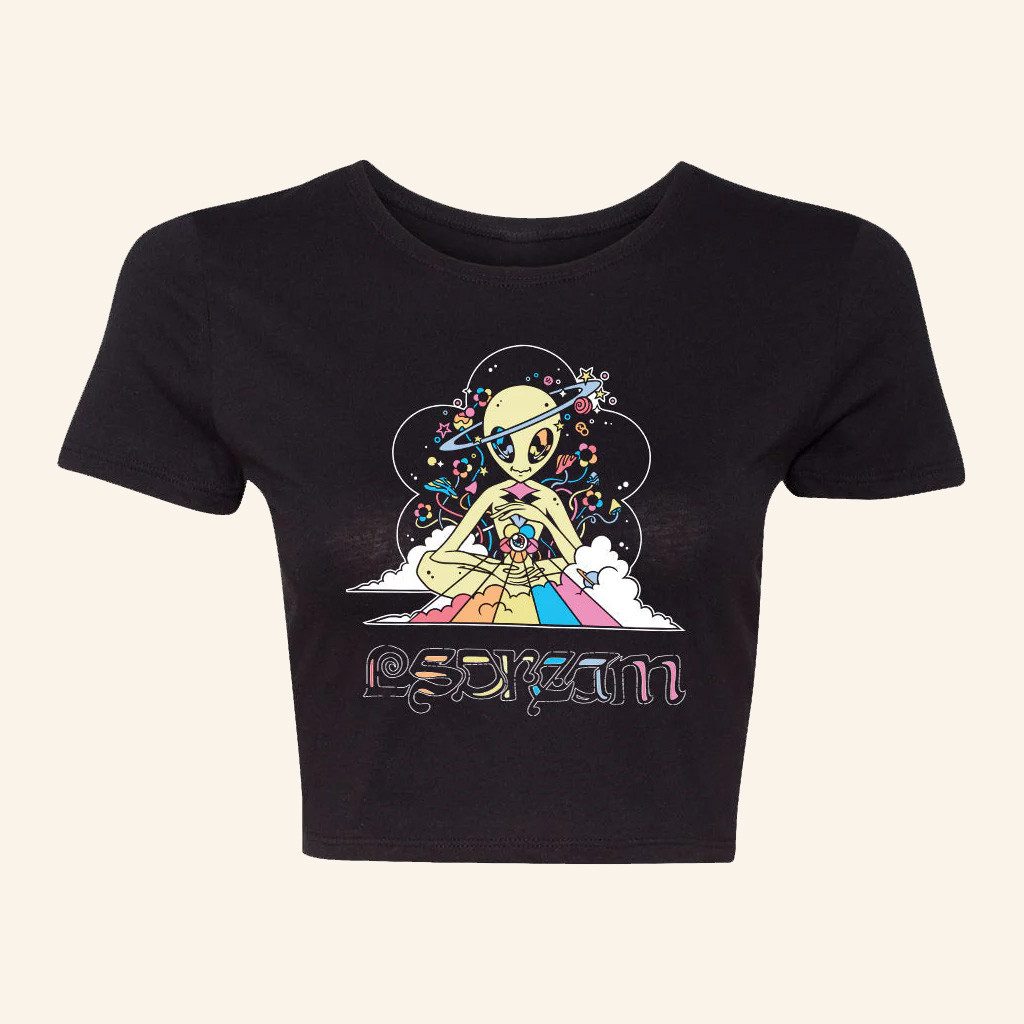LSDREAM Merch LSDREAM Cosmic Love Alien Cropped T-Shirt Christmas Gifts For Her LSDREAM Merch LSDREAM Cosmic Love Alien Cropped T-Shirt Christmas Gifts For Her