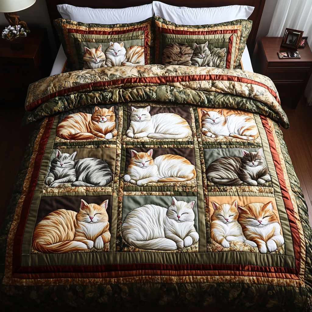 Lucky Cat Quilted Bedding Set Duvet Cover Bed Sheet Set Christmas Presents For Cat Lovers Lucky Cat Quilted Bedding Set Duvet Cover Bed Sheet Set Christmas Presents For Cat Lovers