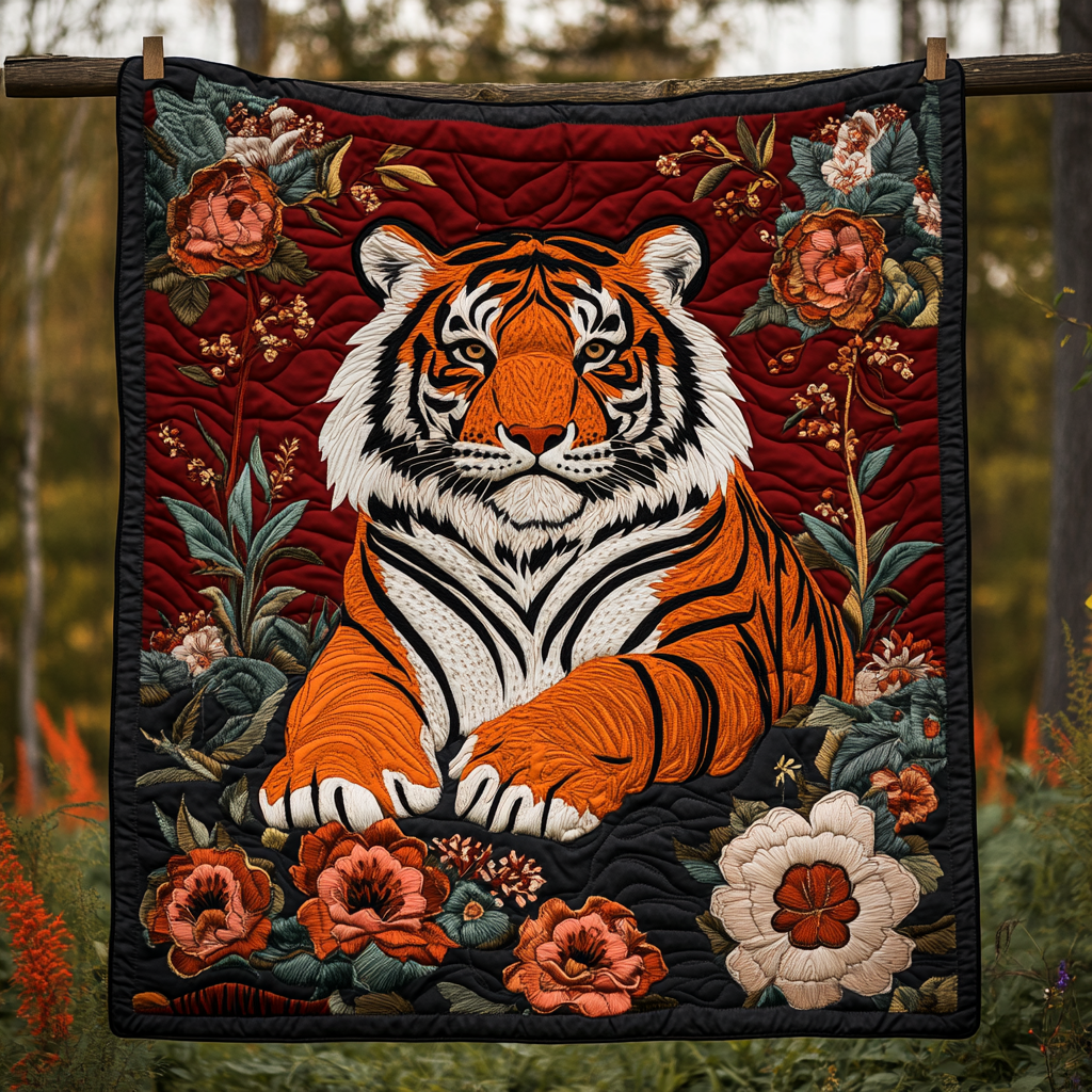 Lucky Tiger Quilted Blanket Cute Colorful Blanket Tiger Gifts For Adults Lucky Tiger Quilted Blanket Cute Colorful Blanket Tiger Gifts For Adults