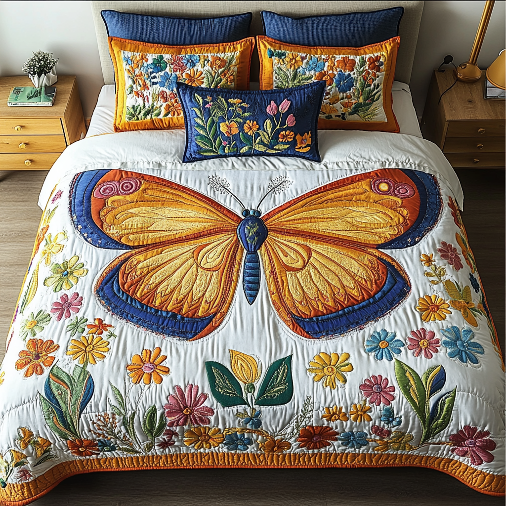 Lunar Moth Quilted Bedding Set Duvet Cover Bed Sheet Set Butterfly Themed Gift Items