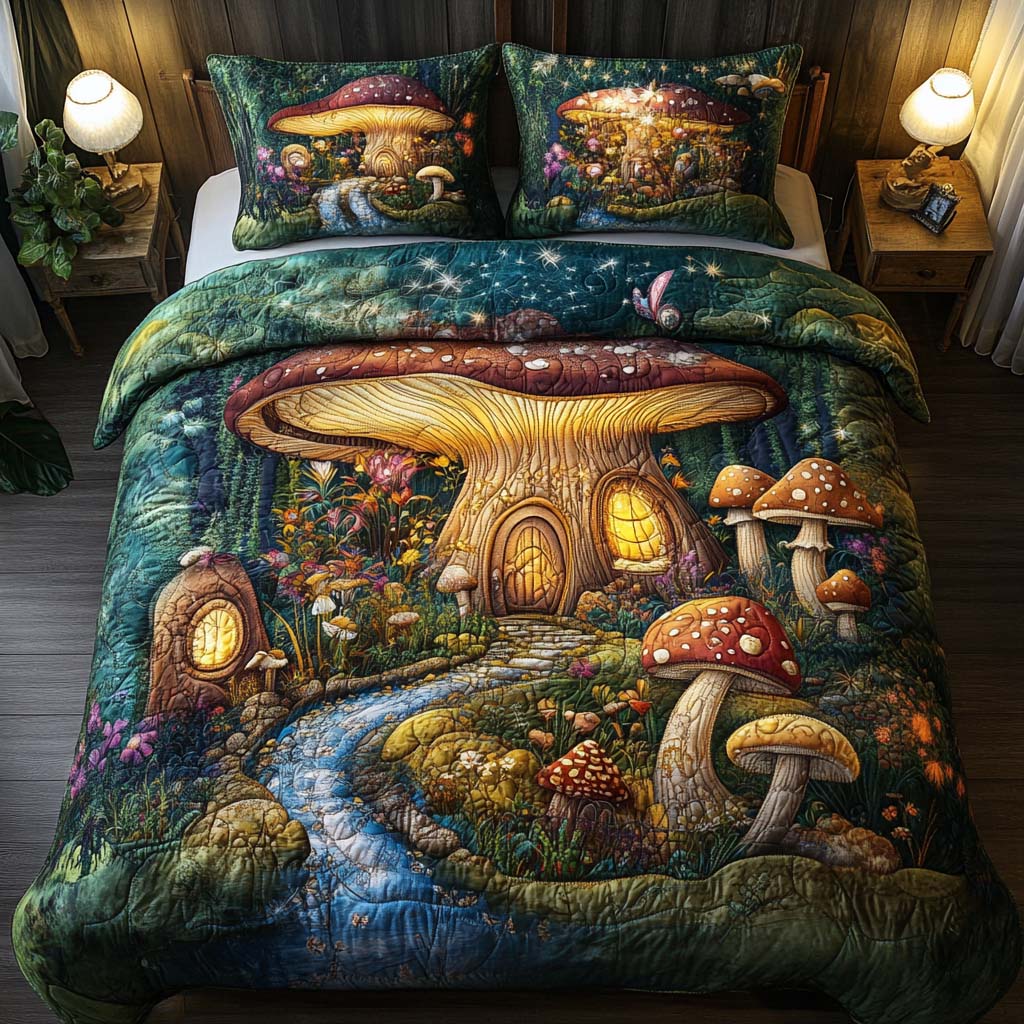 Magic Capland Quilted Bedding Set Duvet Cover Bed Sheet Set Cute Mushroom Gifts Magic Capland Quilted Bedding Set Duvet Cover Bed Sheet Set Cute Mushroom Gifts