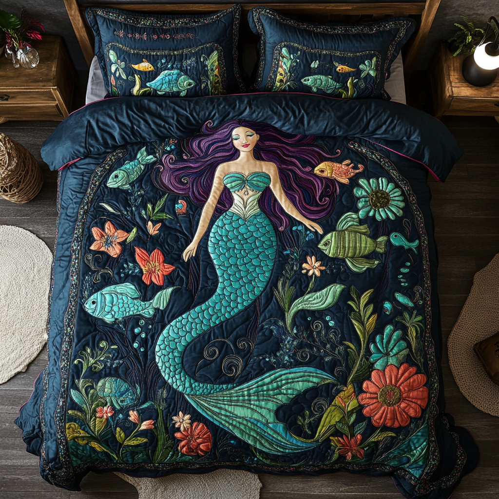 Magical Mermaid Quilted Bedding Set Duvet Cover Bedspreads Mermaid Gift Ideas For Adults Magical Mermaid Quilted Bedding Set Duvet Cover Bedspreads Mermaid Gift Ideas For Adults