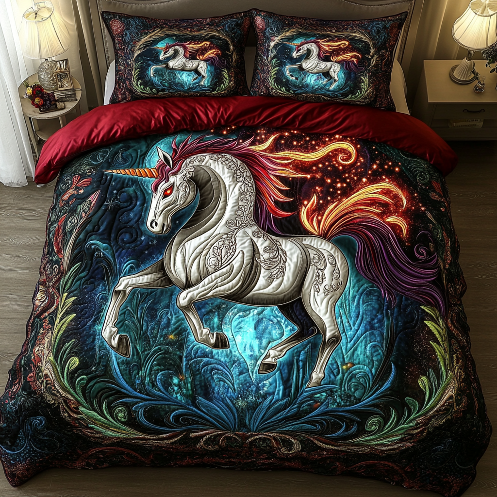 Magical Unicorn Quilted Bedding Set Duvet Cover Bed Sheet Set Cute Unicorn Gifts