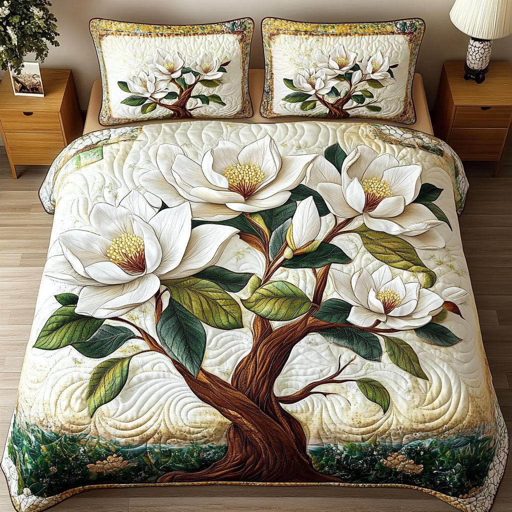 Magnolia Blossom Elegance Quilted Bedding Set Duvet Cover Bed Sheet Set Flower Theme Gifts Magnolia Blossom Elegance Quilted Bedding Set Duvet Cover Bed Sheet Set Flower Theme Gifts