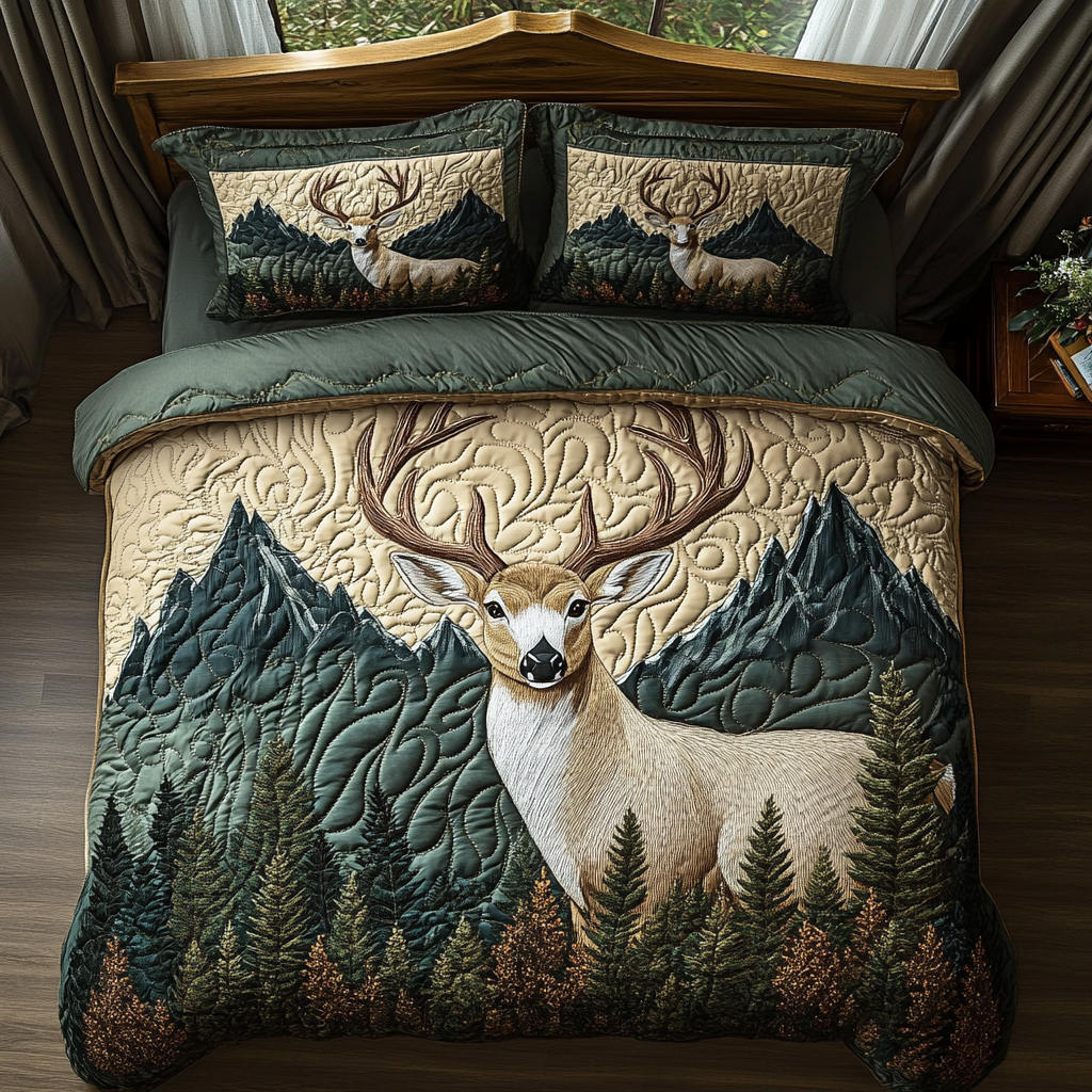 Majestic Buck Quilted Bedding Set Duvet Cover Bedspread Deer Gifts For Dad Father's Day Ideas Majestic Buck Quilted Bedding Set Duvet Cover Bedspread Deer Gifts For Dad Father's Day Ideas