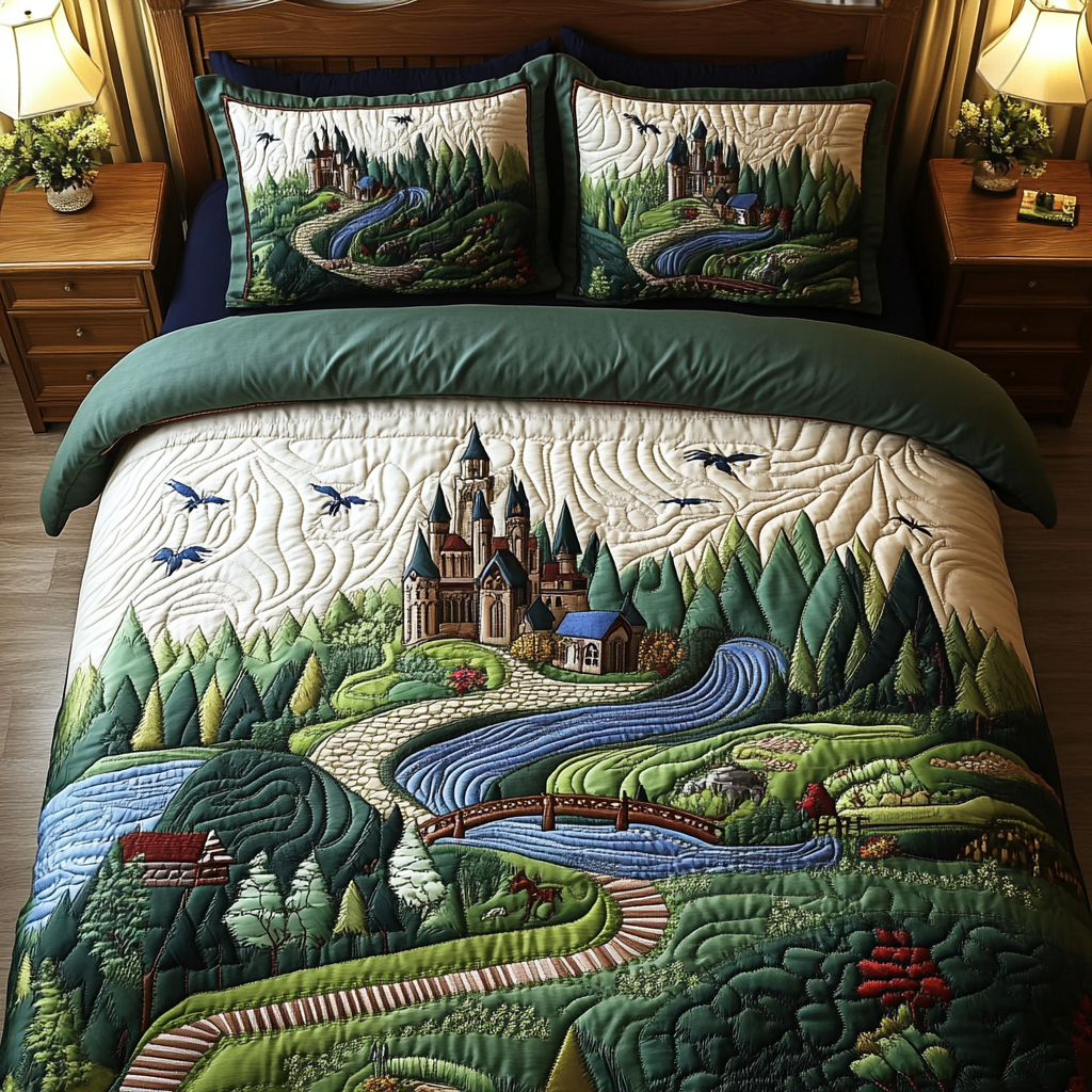 Majestic Castle Quilted Bedding Set Duvet Cover Bedspreads Christmas Presents For The Whole Family Majestic Castle Quilted Bedding Set Duvet Cover Bedspreads Christmas Presents For The Whole Family