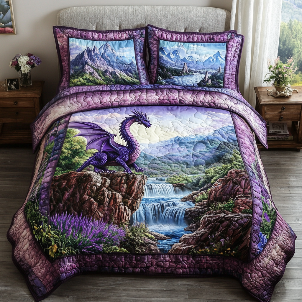 Majestic Dragon Quilted Bedding Set Duvet Cover Bed Sheet Set Dragon Father's Day Gifts Majestic Dragon Quilted Bedding Set Duvet Cover Bed Sheet Set Dragon Father's Day Gifts