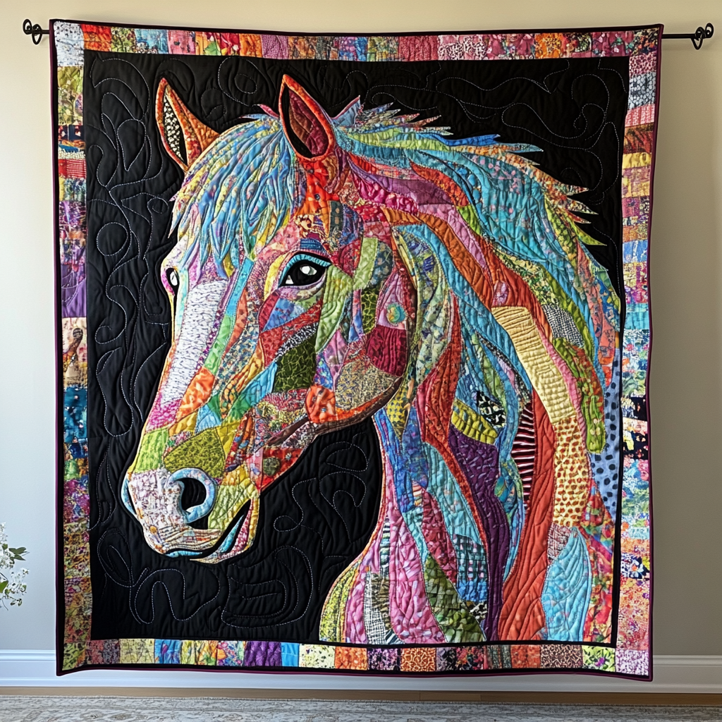 Majestic Gallop Quilted Blanket Cute Colorful Blanket Unique Horse Gifts For Ladies Majestic Gallop Quilted Blanket Cute Colorful Blanket Unique Horse Gifts For Ladies