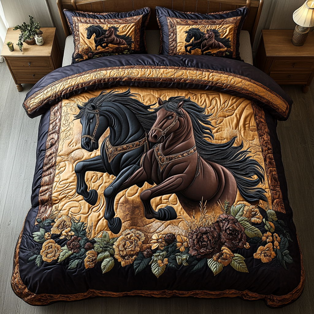 Majestic Horse Quilted Bedding Set Duvet Cover Merch Gifts For Horse Enthusiasts Majestic Horse Quilted Bedding Set Duvet Cover Merch Gifts For Horse Enthusiasts
