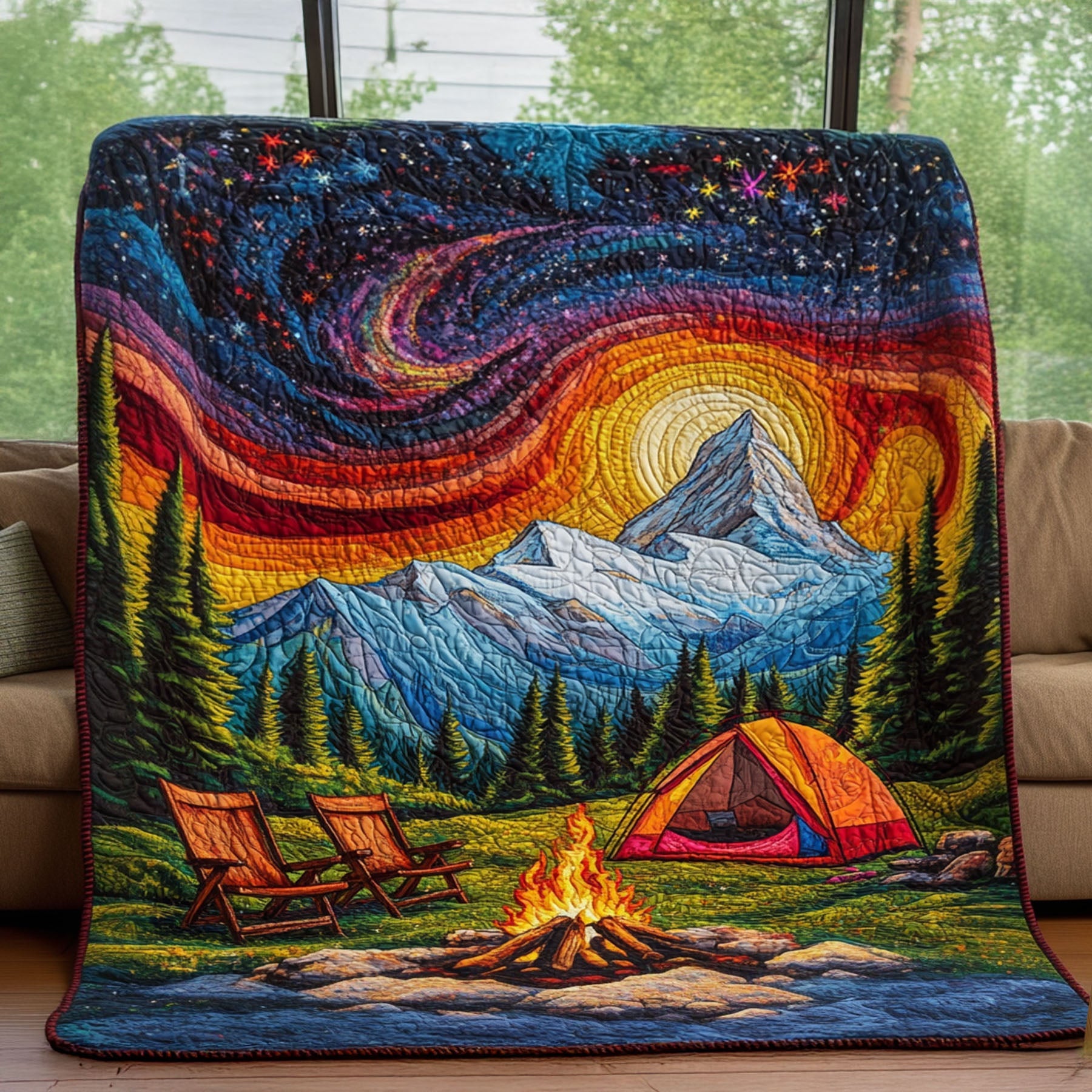 Majestic Mountainscape Quilted Blanket Cute Colorful Blanket Gift For Camper Owners Christmas Majestic Mountainscape Quilted Blanket Cute Colorful Blanket Gift For Camper Owners Christmas