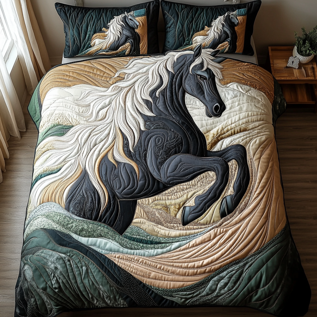 Majestic Ride Quilted Bedding Set Duvet Cover Bed Sheet Set Best Gifts Horse Lovers